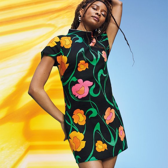 RIXO Dresses Rixo X Target Womens 4 Floral Black Short Sleeve Shift